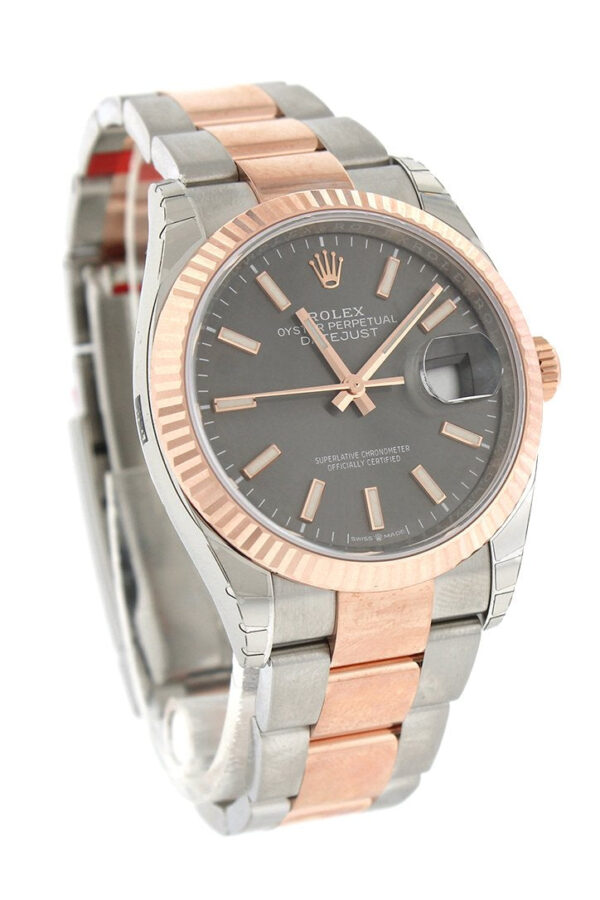 Datejust 36 Dark Rhodium Dial Fluted Rose Gold Two Tone Watch 126231 NP