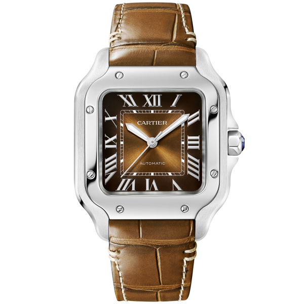 Santos de Cartier Medium Brown Dial Automatic Bracelet/Strap Watch