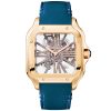 Santos de Cartier Large 18ct Rose Gold Skeleton Dial Strap Watch