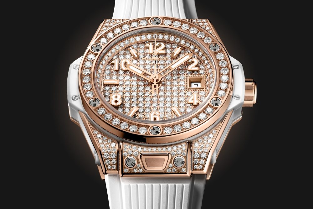 Hublot Big Bang ONE CLICK KING GOLD WHITE FULL PAVÉ Ref# 485.OE.9000.RW.1604