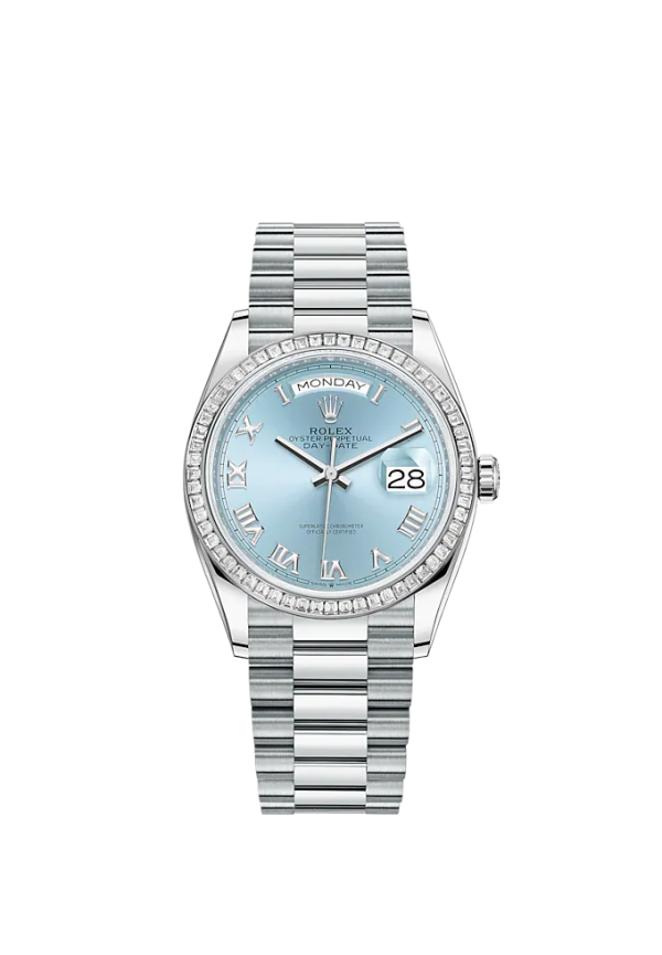 Rolex Day-Date, 36mm, Platinum and Diamonds, Ref# 128396tbr-0002