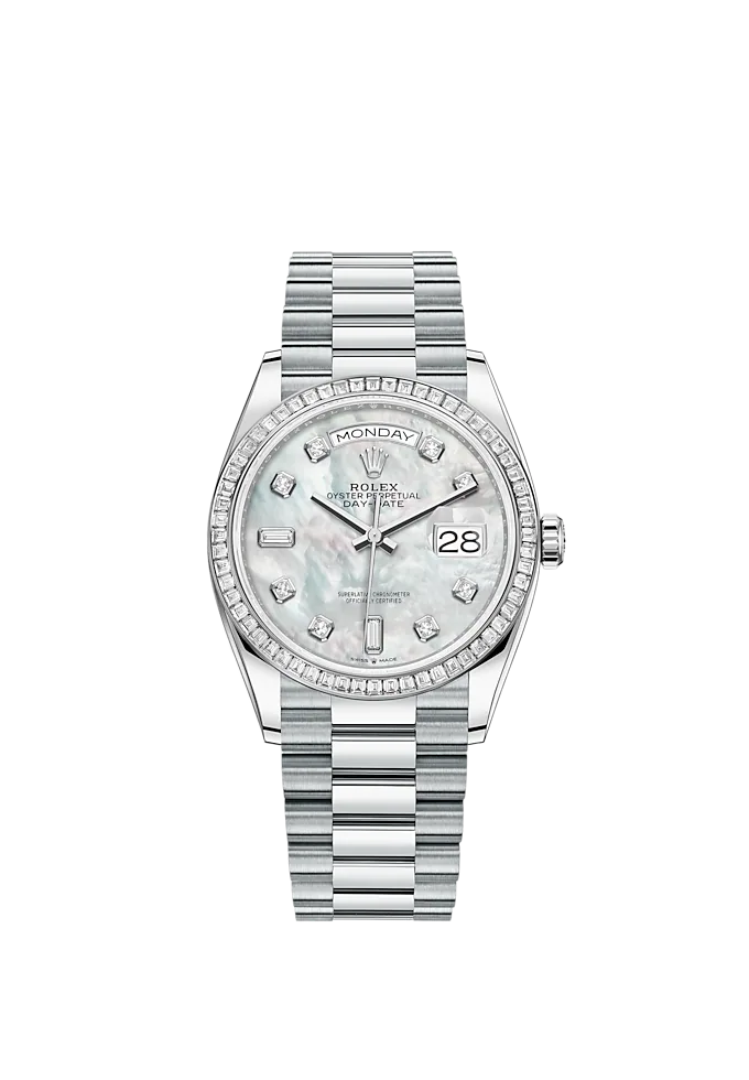 Rolex Day-Date, 36mm, Platinum and Diamonds, Ref# 128396tbr-0005