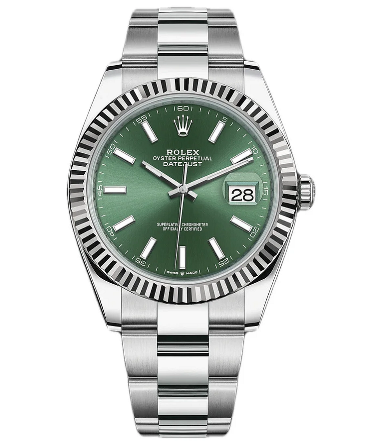 Rolex Datejust 41 Green Dial Oystersteel and White Gold Men's Watch 126334