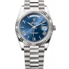 Rolex Day-Date 40 Presidential Blue dial, Fluted Bezel, President bracelet, White gold Watch