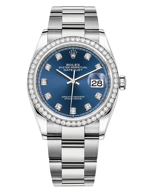 Rolex Datejust Bright Blue Diamond Dial Diamond Bezel 36mm 126284RBR