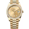 Rolex Day-Date 40 Presidential, Yellow gold, Champagne dial, Diamond Bezel, President bracelet,