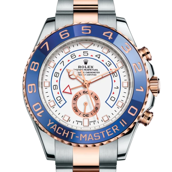 Rolex Yacht-Master II Two Tone Steel Rose Gold White Dial Watch 116681-0002