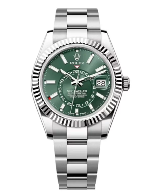 2023 Release Rolex Sky-Dweller, Mint green dial, Oyster bracelet, Oystersteel and 18k white gold Watch 336934