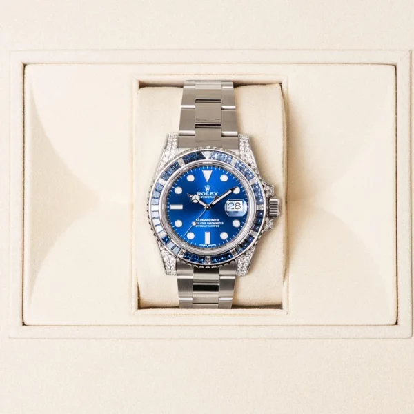 Rolex Submariner Date 116659 SABR 18K White Gold Diamonds Sapphires UNWORN