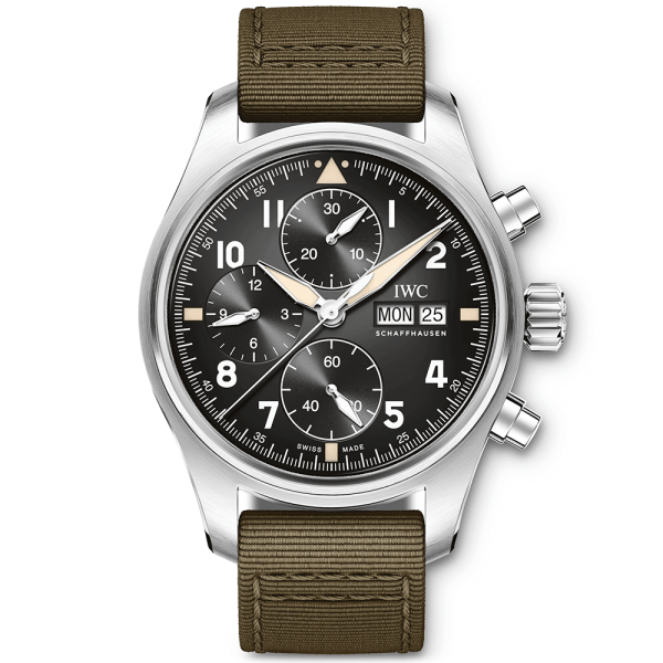 Pilot's Spitfire 41mm Black Dial Chronograph Canvas Strap Watch