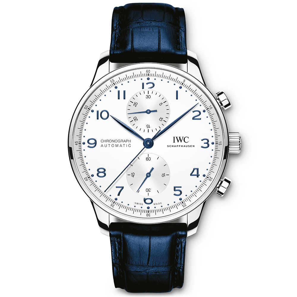 Portugieser 41mm Silver/Blue Dial Men's Chronograph Strap Watch