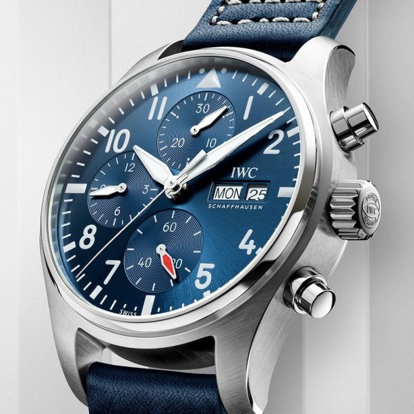 Pilot's 41mm Blue Dial Chronograph Leather Strap Watch