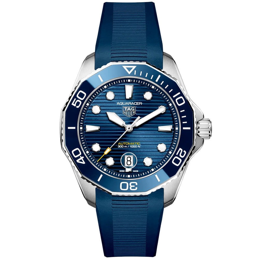 Aquaracer 43mm Blue Dial & Ceramic Bezel Men's Automatic Strap Watch