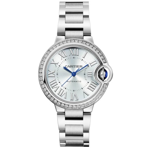 Ballon Bleu de Cartier 33mm Ice Blue Dial Diamond Bezel Watch