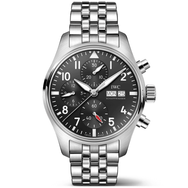 Pilot's 41mm Black Dial Chronograph Bracelet Watch