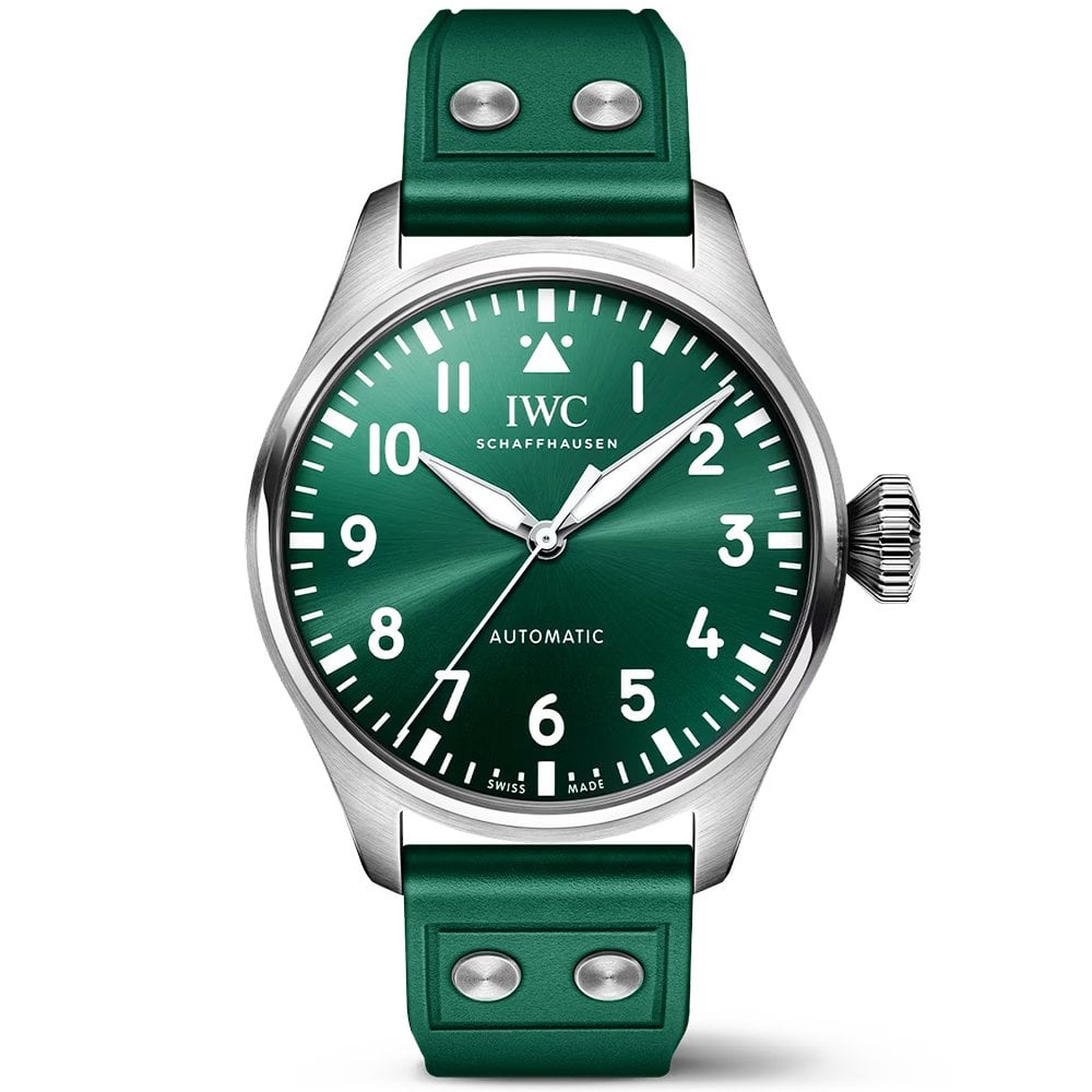 Big Pilot's 43mm Green Dial Men's Rubber Strap Watch