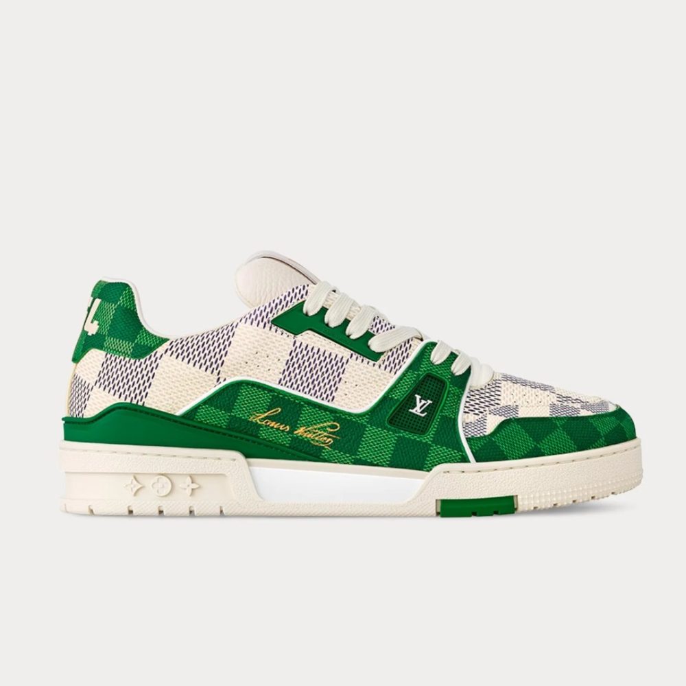 LV Trainers Damier Grained Calf Leather Green