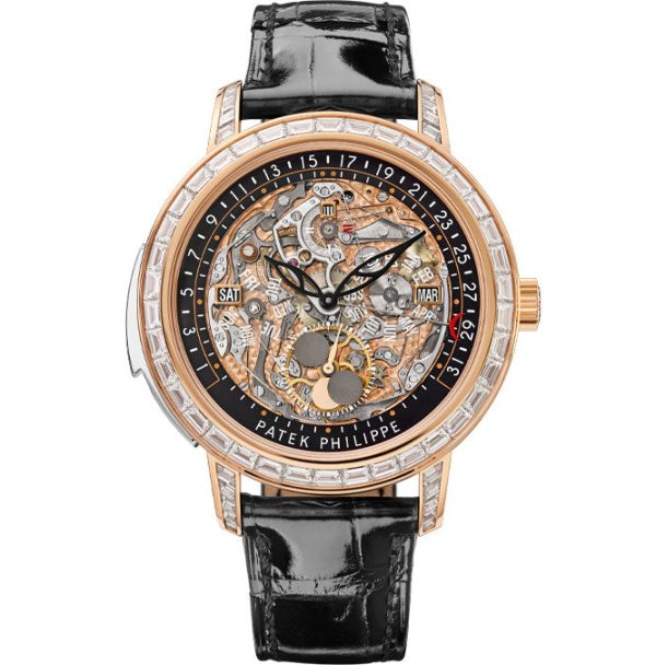 Patek Philippe Grand Complication, 18k Rose Gold set with baguette diamonds, 43mm, Ref# 5304/301R-001