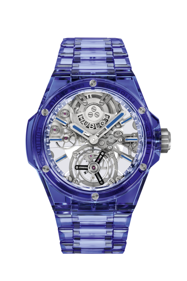 Hublot Big Bang Integrated Tourbillon Full Blue Sapphire, 43mm, Ref# 455.JL.0120.JL