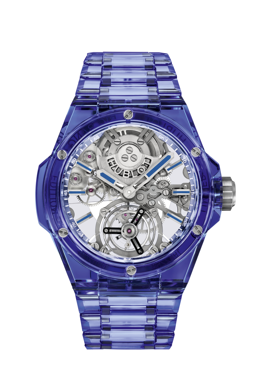 Hublot Big Bang Integrated Tourbillon Full Blue Sapphire, 43mm, Ref# 455.JL.0120.JL