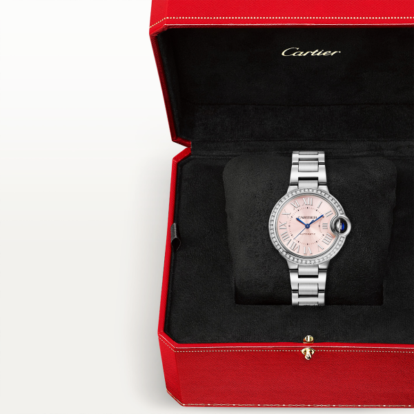 Ballon Bleu de Cartier 33mm Pink Dial Diamond Bezel Watch