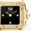 Panthère de Cartier Small 18ct Yellow Gold Diamond Set Black Dial Watch