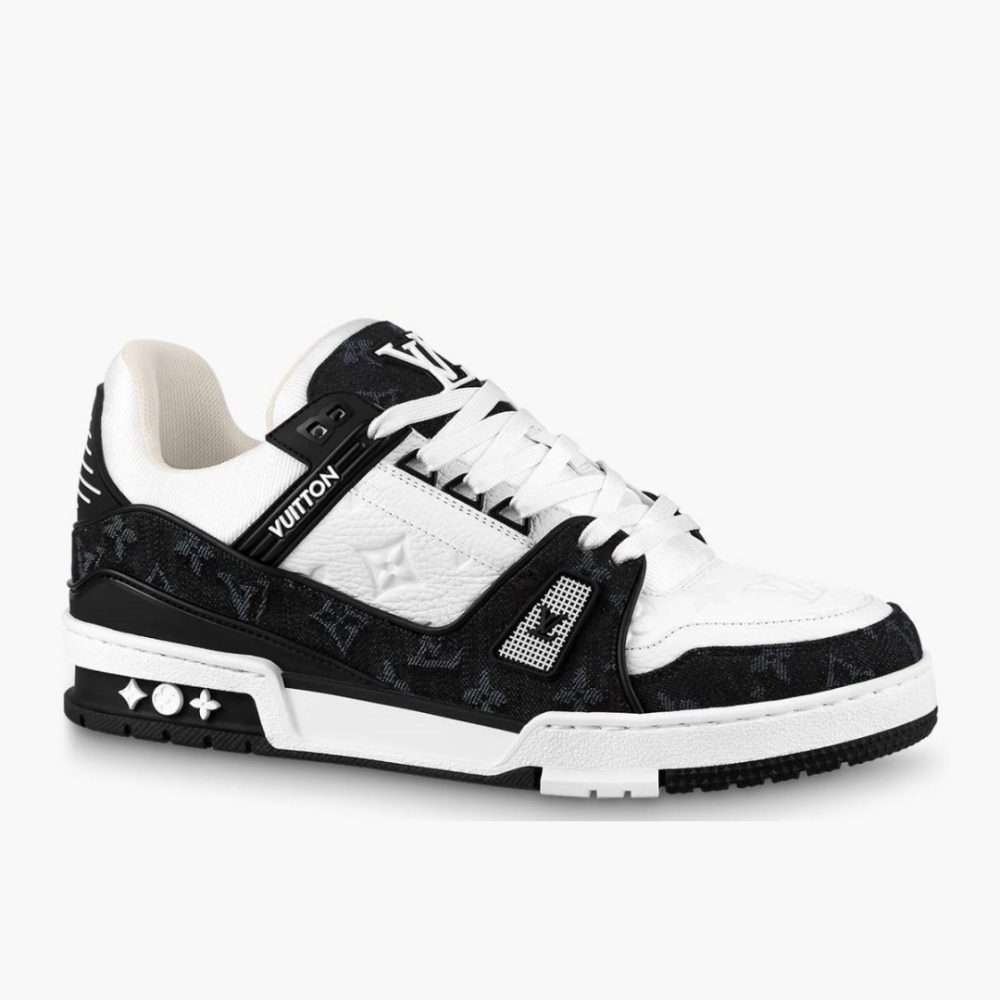 LV Trainer Velcro Strap Monogram Denim Black White