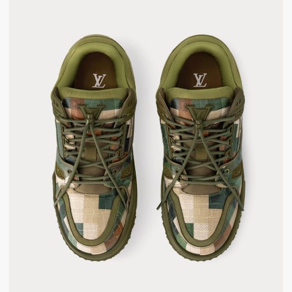 LV Trainer Maxi Leather With Damoflage Khaki Green