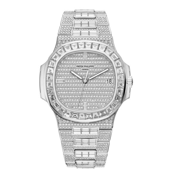 Patek Philippe Nautilus Date, Sweep Seconds Watch, 18k White Gold and 1,343 diamonds: ~18.73 ct., 40mm, Ref# 5719/10G-010