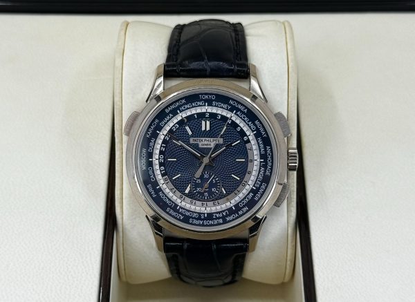 Patek Philippe 39.50mm Men Complications World Time Chronograph Watch Blue Dial 5930G