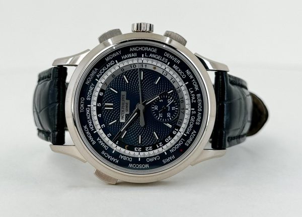 Patek Philippe 39.50mm Men Complications World Time Chronograph Watch Blue Dial 5930G