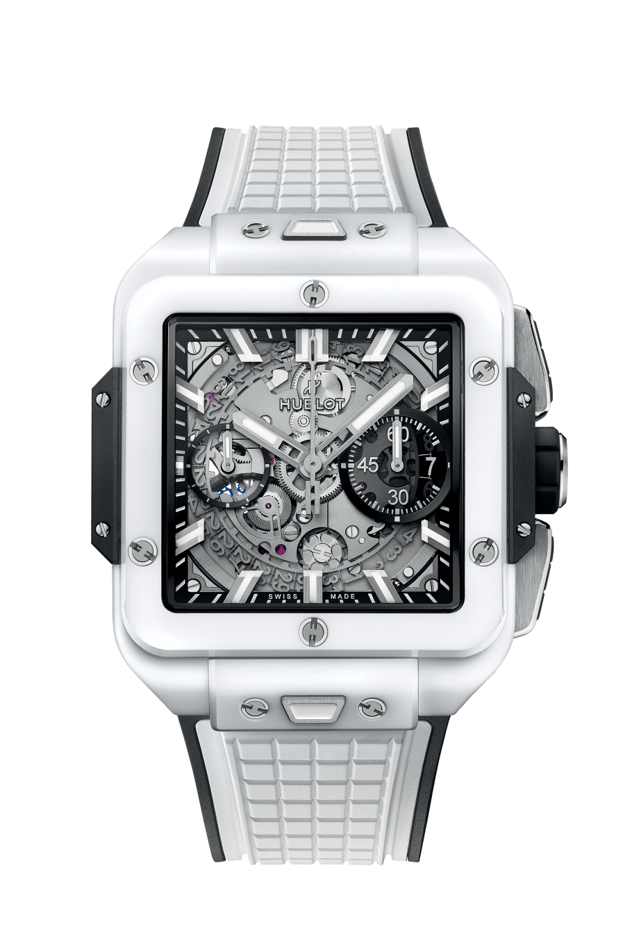 Hublot, Square Bang Unico White Ceramic, 42mm, Ref# 821.HX.0170.RX