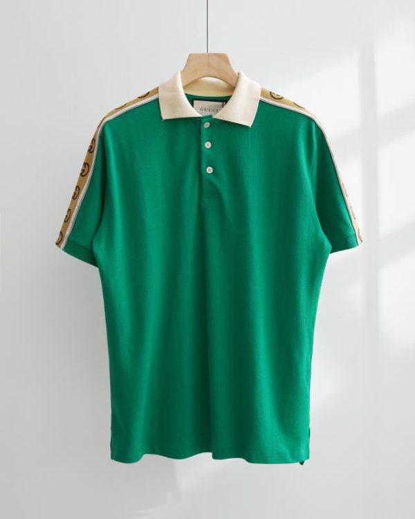 Green, Black and light-pink polo shirts